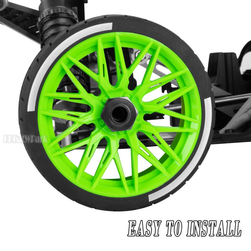 عجلات وإطارات BRCatWPark RC لـ 1/7 Felony 6S BLX، إطارات مطاطية لعجلة الطريق السريع RC، 4 قطع RC Drift Car Highway Tires Road Soft Tires، أخضر - Image 3